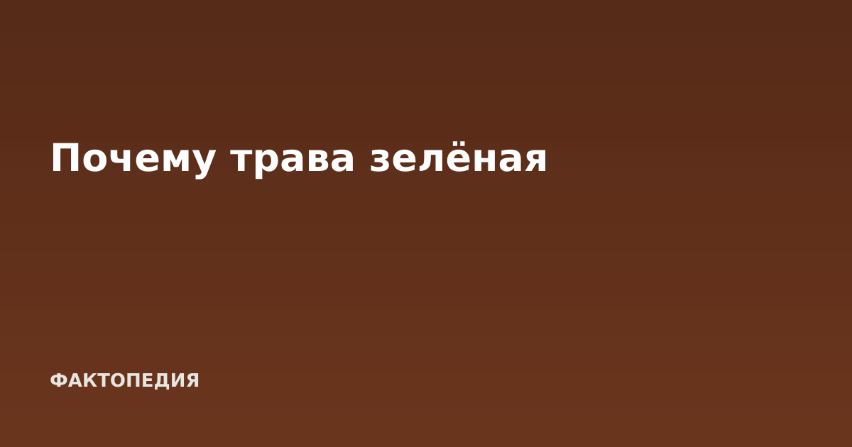 Почему трава зелёная