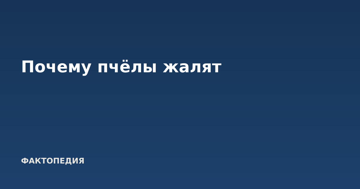 Почему пчёлы жалят